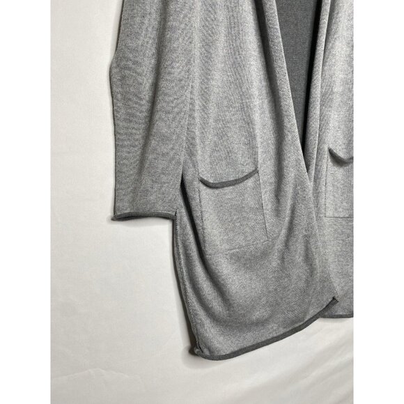 Eileen Fisher Organic Cotton Hooded Long Grey Cardigan Women’s Size Small S/P - Picture 3 of 8